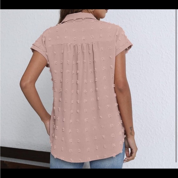 BOTHENIAL Women Pink Button Down Chiffon Blouse Size Medium - Picture 3 of 8